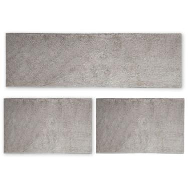 Imagem de Kit Cozinha 3 Pçs Classic Tapete Passadeira Shaggy Antider. Perola