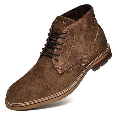 Imagem de Chukka Botas modernas e confortáveis, casuais, Oxfords Bota com cadarço no tornozelo, 18012-camurça-café, 45