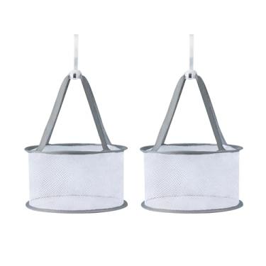 Imagem de SooGree Secador de pincéis de maquiagem, 2 peças, cesta de pendurar de tela de 22,4 cm para limpeza de ferramentas de maquiagem, mini pincéis cosméticos, esponjas, suporte de secagem, rede de secagem