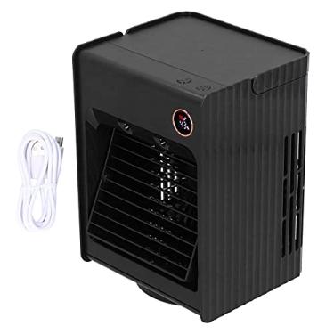 Imagem de Mini mesa de pulverização oscilante 2 em 1, ventilador de umidificação IR com luz de carregamento USB, ventilador refrigerador IR (preto), ventilador de condicionador portátil, ventilador de ar
