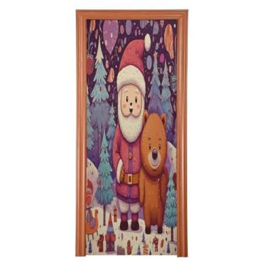 Imagem de Wassud Capa de porta de urso feliz decorações de porta de Halloween faixa interna externa decoração de casa grande decoração de porta da frente 89 x 200 cm