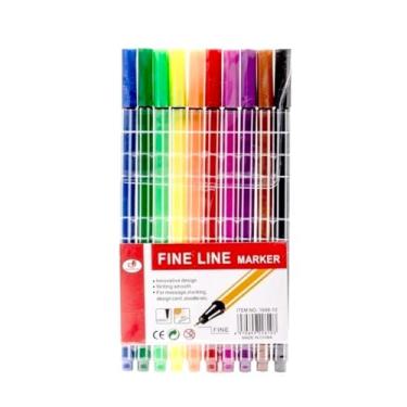 Imagem de Kit 10 Canetinhas de Contorno Ponta Fina, Cores Variadas, Secagem Rápida, para Desenho e Lettering