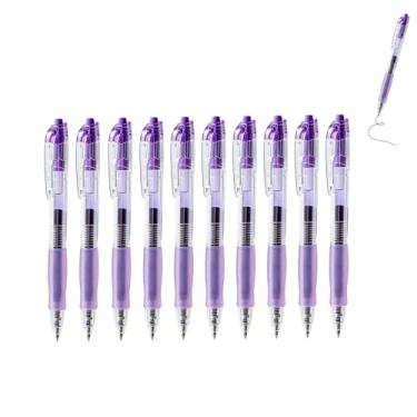 Imagem de GZBABY Caneta de gel retrátil, 10 peças, caneta esferográfica de ponta fina para escrever colorir, 0,5 mm, tinta roxa hibisco