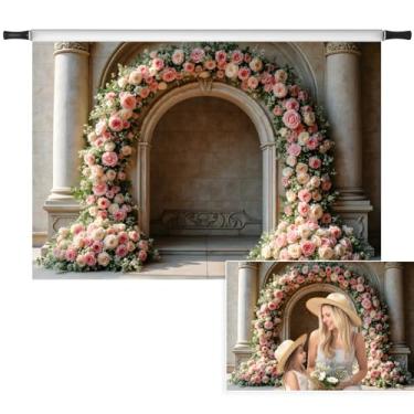 Imagem de Vie Savaran 2,1 x 1,5 m vintage rosas rosas floral fundo retrô palácio parede flores arco fotografia fundo para casamento, dia das mães, dia dos namorados, aniversário, princesa, casais, retratos