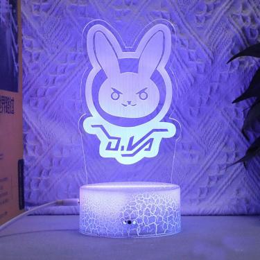 Imagem de Lâmpada de decoração de anime Night Light Overwatchs Rabbits 3D Illusion