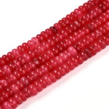 Imagem de 1 fio de contas de jade branco natural Rondelle fios tingidos contas de pedras preciosas espaçadores para fabricação de joias, pulseiras, colar, artesanato faça você mesmo, 4,5 x 2,5 ~ 3 mm, 36,8 cm