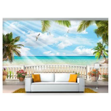 Imagem de Papel De Parede Paisagem Digital Varanda Praia  Dah15