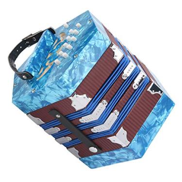 Imagem de Eujgoov Acordeão de concertina de 20 botões, instrumento musical profissional portátil para adultos com design azul celeste