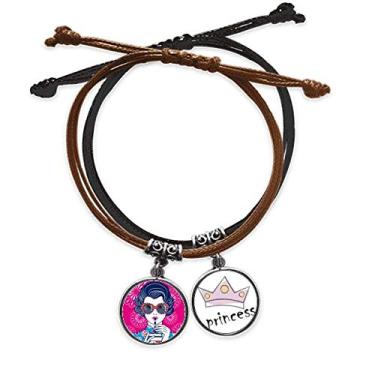 Imagem de DIYthinker Pulseira de couro feminina vermelha com corrente de mão e corrente chinesa