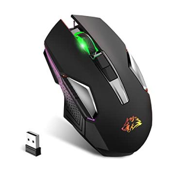 Imagem de FELICON Wireless Gaming Mouse Recarregável com Rainbow RGB Backlit, Sensor óptico de 3 níveis DPI, Ergonômico Gamer Laptop Ratos PC de alto desempenho com 8 botões para Windows 7/8/10/XP Vista (Preto)
