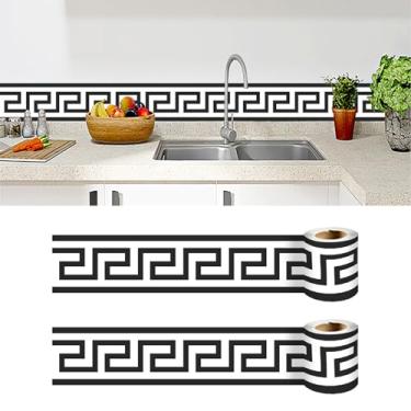 Imagem de Papel de parede para borda de PVC, revestimento de parede removível, autoadesivo, azulejos, decoração fácil de aplicar para banheiro e cozinha (estilo 4)