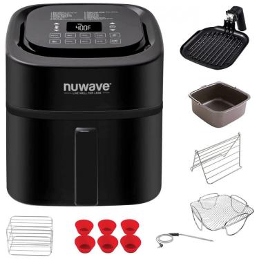 Imagem de Fritadeira Elétrica AirFryer 6L com Acessórios e Painel de Controle Digital, 1800W, 110V, NUWAVE 37001, Preto