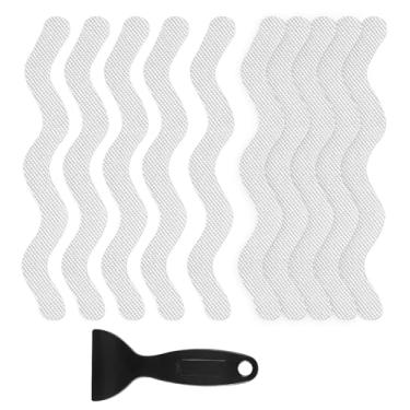 Imagem de YAHENLI 24 peças adesivos antiderrapantes para chuveiro, tiras antiderrapantes para banheira de segurança, adesivos com fita antiderrapante com raspador para banheira, chuveiro, degraus, piso, escadas