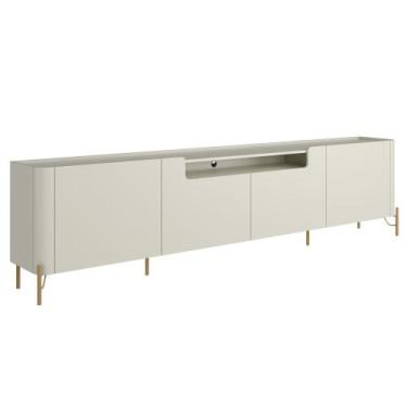 Imagem de Rack Para Sala de Estar TV 85 Pol 4 Portas Pés Industrial Dourado Alef