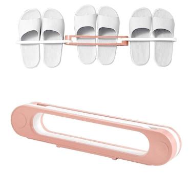 Imagem de Organizador Sapatos Parede Suporte 3 Pares 6 Chinelos Pantufa Armario Guarda Roupa Rosa