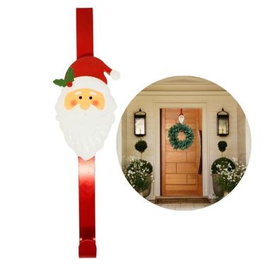 Imagem de Gancho Suporte Para Guirlanda Encaixe Porta Metal Rosto Papai Noel 37cm - Master Christmas