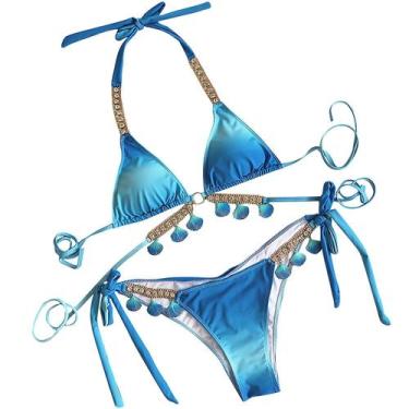 Imagem de Conjunto de biquíni feminino moda gradiente soild maiô duas peças pree