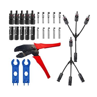 Imagem de Conectores de Cabo Painel Solar Masculino Feminino com Alicates Crimpagem Conector Ramificação Tipo Y 1 para 3 Ramiificações Ferramenta Montagem Chave Fotovoltaico IP67 Acessório DIY