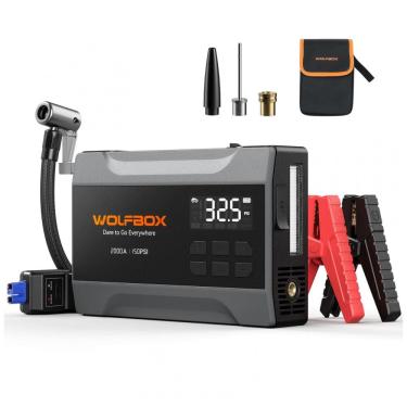 Imagem de Jump Starter (Aux.de partida) com Compressor WOLFBOX 2000A Preto 37Wh 150 PSI Gasolina...