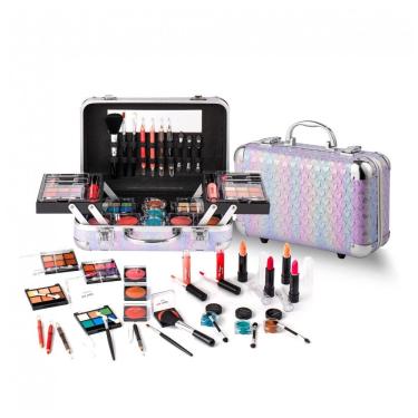 Imagem de Kit de Maquiagem Tudo em Um Hot Sugar Coração Roxo para Iniciantes 59 Itens Sombras Blush Batom Gloss Pincéis Espelho Completo para