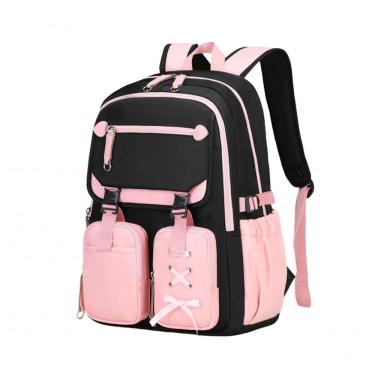 Imagem de Mochila escolar TYHOTULY infantil juvenil rosa, laço decorativo, grande capacidade 23 L