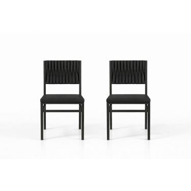 Imagem de Kit 2 cadeiras externa corda náutica preto pto Milon Solare