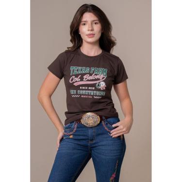 Imagem de CAMISETA FEMININA TEXAS FARM - BELONGING - CF369 - MARROM CAFE/ VERDE-Feminino