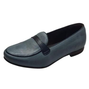 Imagem de Mocassim Duo Couro de Carneiro Azul Jeans/Marinho-Feminino