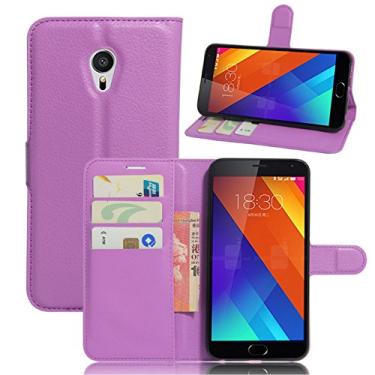 Imagem de Capa carteira MEIZU MX6, capa carteira flip de couro PU premium com compartimento para cartão, suporte e fecho magnético [capa interna à prova de choque de TPU] Compatível com MEIZU MX6