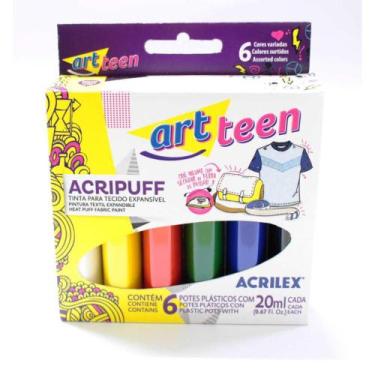 Imagem de Tinta para Tecido Acripuff 20ML 6 Cores - Pacote com 3 Unidades - Acri