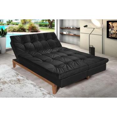Imagem de Sofá Cama Versátil Pés de Madeira - Império Estofados, Preto 381