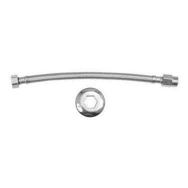 Imagem de Engate Mangueira Flexível Trançado Aço Inox 60cm Quente Fria - Sanit a