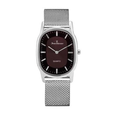 Imagem de Relógio Pulso Jean Vernier Aço Inoxidável Unissex JV00071A , Prata+Pre