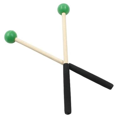 Imagem de Bonsicoky Marretas de percussão de 20 cm com cabeça e alça de borracha, marretas de tambor de madeira para xilofone, glockenspiel, verde
