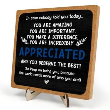 Imagem de Thank You Gifts for Women Men Office Motivational Quote Signs, Inspirational Wood Plaque Desk Decor, In Case Nobody Told You Today Placa Placa de Mesa Home Office Decoração de Prateleira, 15 x 15 cm