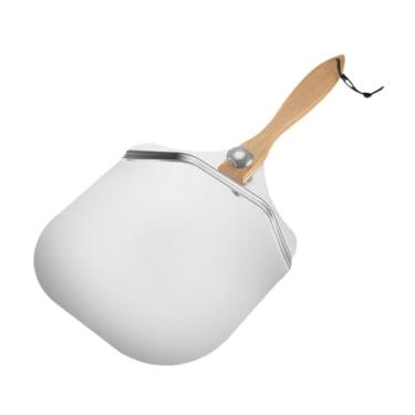 Imagem de ＫＬＫＣＭＳ Pá de pizza de 12 polegadas, tábua de pizza de alumínio, fácil de limpar, com cabo de madeira dobrável para lojas, restaurantes, fabricação de