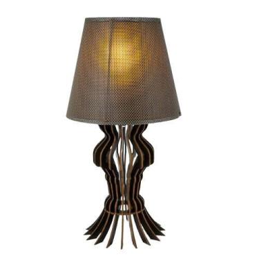 Imagem de Abajur Luminária Mesa Madeira Mdf Sala Quarto mesa de cabeceira - MADE