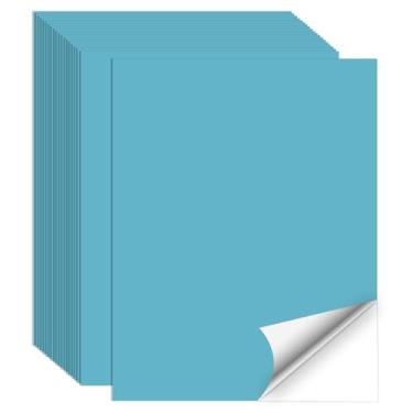 Imagem de Papel adesivo imprimível, 20 folhas de papel adesivo para impressão azul lago, impressão a laser/jato de tinta - fosco, tamanho carta (21,6 cm x 28 cm)
