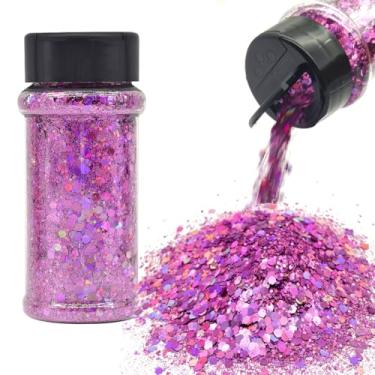 Imagem de Electric Bliss Beauty - Glitter holográfico ultra rosa para artesanato e beleza - 56 g - 24 cores - grau cosmético - coqueteleira fácil de despejar com tampa dupla