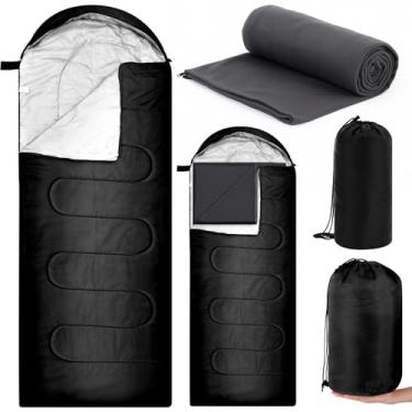 Imagem de Tranqun 1 conjunto de saco de dormir para acampamento com forro de lã de algodão para adultos, quente, portátil, à prova d'água, leve com saco de compressão para acampamento, mochila, caminhada