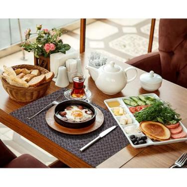 Imagem de Kit Jogo Americano Sousplat 50 Unidades Restaurantes Bar Hotel Mesa Posta Decoração - Trançado Marrom Retangular