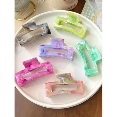 Imagem de 6 peças de grampos de cabelo para mulheres – Prendedores de garra quadrados médios antiderrapantes para penteados grossos, finos e médios, acessórios de cabelo para fixação forte.