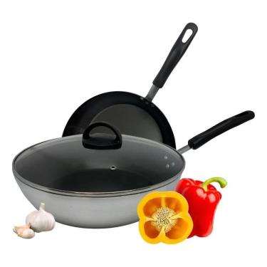 Imagem de 2X Frigideira Alta Wok Alumínios Portela 30Cm Paellera