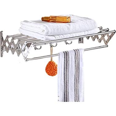 Imagem de EESCZVGBDX Rack de secagem de lavanderia Airer Toalheiro retrátil montado na parede Rack de secagem de roupas Dobrável Interior Exterior Economia de Espaço Secador de Parede Extensível Elegante de Luz