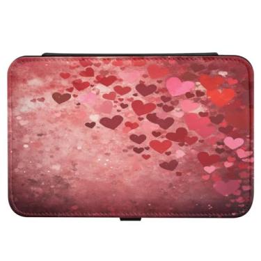 Imagem de Burbuja Caixa de joias de viagem Love Hearts para presente para mulheres e meninas, estojo de joias portátil de couro PU organizador para brincos, anéis, colares e pulseiras