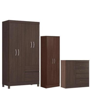 Imagem de Guarda Roupa Solteiro Lótus Com Multiuso Golden Com Cômoda Montevidéu 