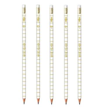 Imagem de Lápis De Escrever West Village Branco Com Borracha 5 Unidades - Tilibr
