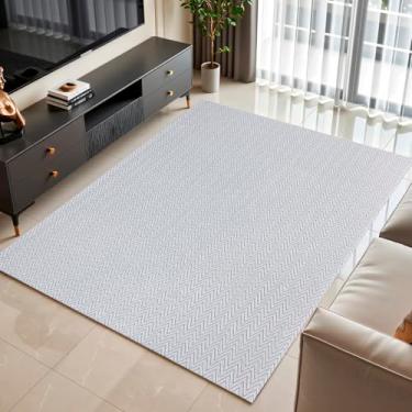 Imagem de Tapete Sala de Algodão 1,40m x 2,00m Antiderrapante Decoração Boho Geométrico Chevron R...