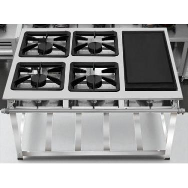 Imagem de Fogão Industrial 4 Bocas com Chapa Ap P7 em Aço Inox Leona