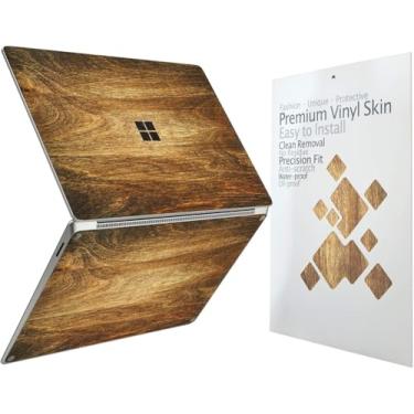 Imagem de Adesivo decalque de capa protetora ultrafina para laptop Microsoft 2024 Surface 35.1 cm (7ª edição Copilot PC), fácil de aplicar, antiarranhões, película de vinil livre de resíduos [textura de madeira